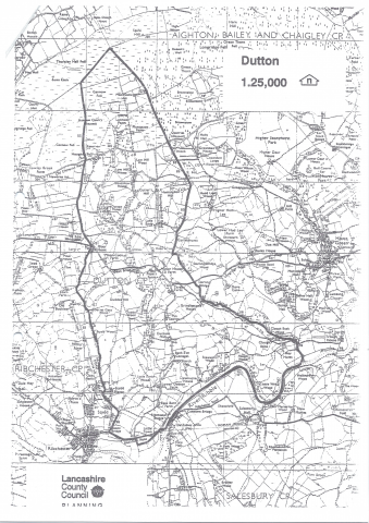 Map showing Dutton Parish boundary